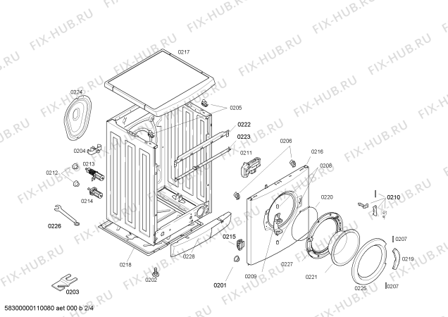 Взрыв-схема стиральной машины Bosch WFO2467GB Maxx freedom performance Classixx 1200 - Схема узла 02