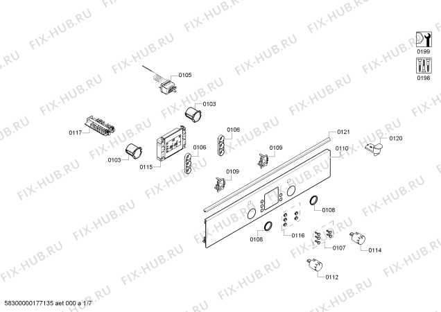 Схема №5 HCE748361U с изображением Стеклокерамика для электропечи Bosch 00711048