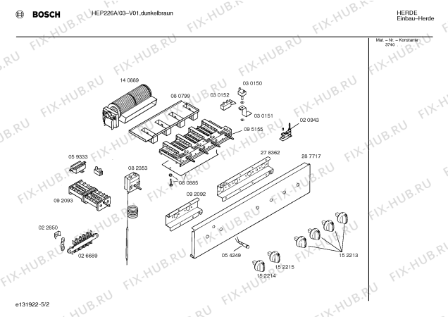 Взрыв-схема плиты (духовки) Bosch HEP226A - Схема узла 02