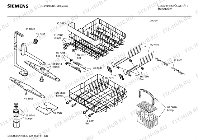 Схема №6 SE23200 с изображением Инструкция по установке/монтажу для посудомоечной машины Siemens 00540484