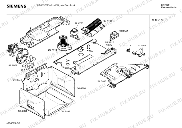 Схема №5 HB53578FN с изображением Инструкция по эксплуатации для духового шкафа Siemens 00585415