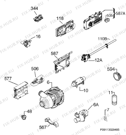 Схема №6 F67032UM0P с изображением Микромодуль для посудомойки Aeg 973911424132018