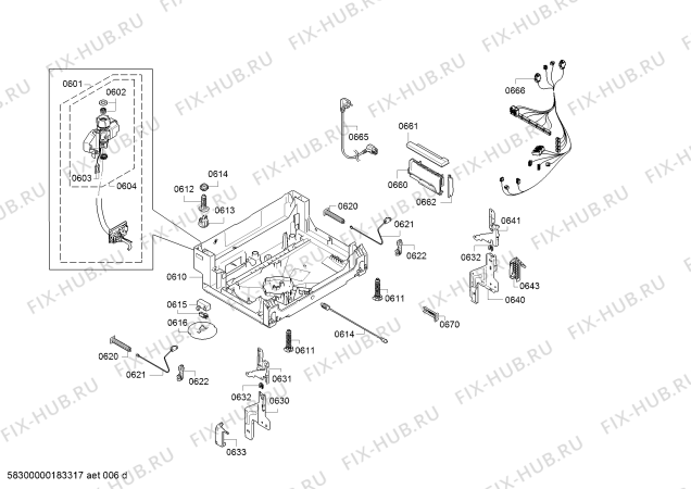 Взрыв-схема посудомоечной машины Siemens SN68R065DE Extraklasse, Made in Germany - Схема узла 06