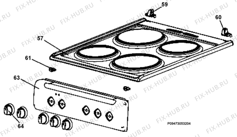 Взрыв-схема плиты (духовки) Zanker Electrolux ZCE564NW1 - Схема узла Section 4