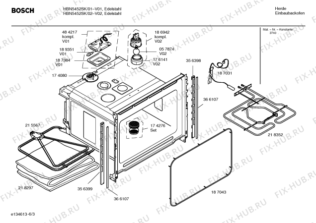 Взрыв-схема плиты (духовки) Bosch HBN5452SK - Схема узла 03