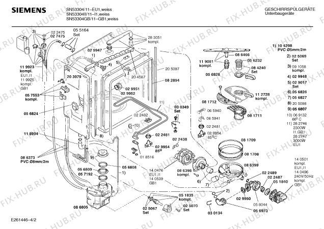 Взрыв-схема посудомоечной машины Siemens SN53304GB - Схема узла 02