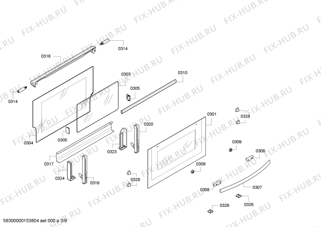 Схема №7 U17M42W0GB с изображением Панель управления для духового шкафа Bosch 00675530