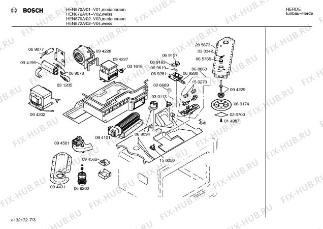 Взрыв-схема плиты (духовки) Bosch HEN872A - Схема узла 03