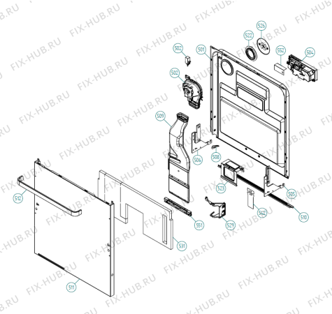 Взрыв-схема посудомоечной машины Gorenje D5233 XXL US   -Black Bi (900001409, DW70.3) - Схема узла 05