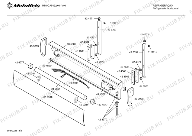 Взрыв-схема холодильника Metalfrio HI40CA5492 CONSERVADORA HORIZONTAL - Схема узла 02