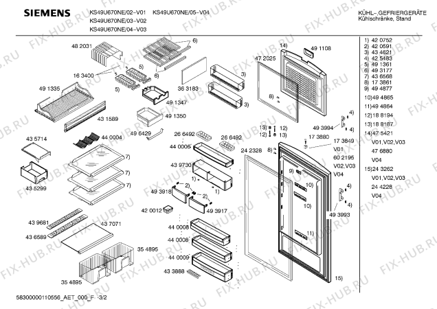 Схема №3 KS49U670NE с изображением Инструкция по эксплуатации для холодильной камеры Siemens 00691257