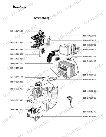 Взрыв-схема микроволновой печи Moulinex AY062N(2) - Схема узла QP002349.8P3