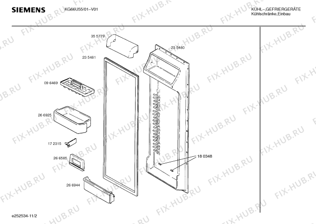 Схема №10 KG66U55 с изображением Толкатель для холодильной камеры Siemens 00266832