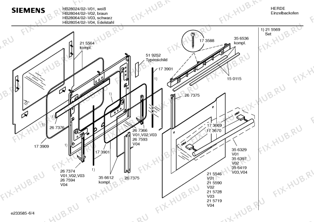 Схема №5 HB28024 с изображением Инструкция по эксплуатации для плиты (духовки) Siemens 00528037