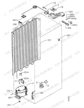 Взрыв-схема холодильника Privileg 003895 0 - Схема узла Cooling system 017