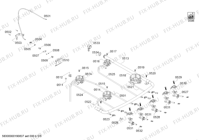 Схема №5 FN107I11SA COCINA CX511 INOX с изображением Стеклопанель для плиты (духовки) Bosch 00773787