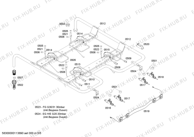 Схема №4 FRT4000G с изображением Панель управления для плиты (духовки) Bosch 00661769