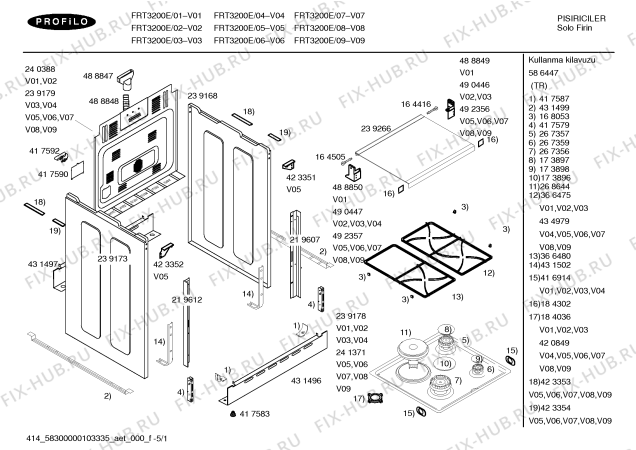 Схема №5 FRT3200E PROFÝLO TURBO 3+1 DÜÐMEDEN OTOMATÝK ATEÞLEMELÝ с изображением Панель управления для электропечи Bosch 00434291