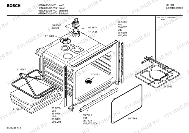 Схема №5 HBN2600 с изображением Инструкция по эксплуатации для плиты (духовки) Bosch 00580974