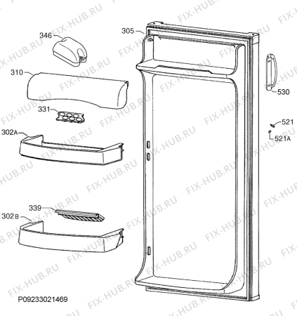 Взрыв-схема холодильника Privileg 00492309_41200 - Схема узла Door 003