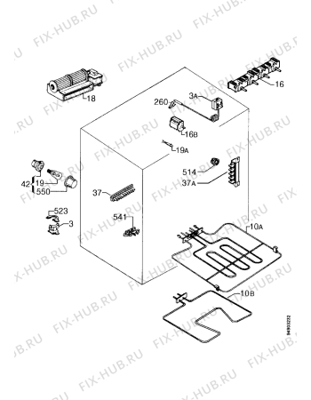 Взрыв-схема плиты (духовки) Zanussi ZKH7014X - Схема узла Functional parts