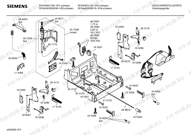 Схема №5 SF64A632 с изображением Инструкция по эксплуатации для посудомоечной машины Siemens 00582984