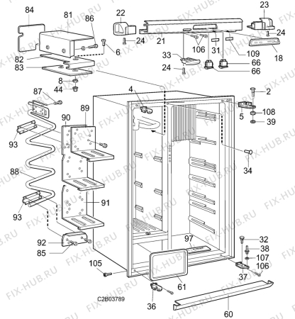 Взрыв-схема холодильника Dometic RM1272 - Схема узла C20 Cabinet  B