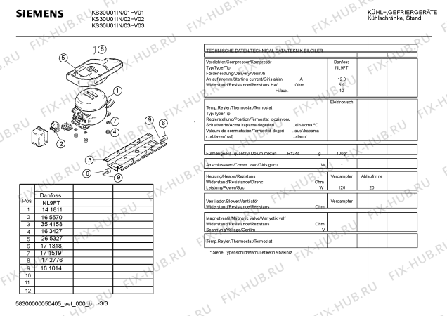 Взрыв-схема холодильника Siemens KS30U01IN - Схема узла 03