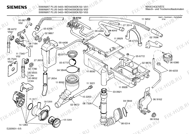Схема №4 WD54030DK SIWAMAT PLUS 5403 с изображением Инструкция по эксплуатации для стиралки Siemens 00517360