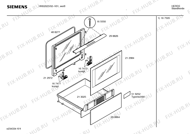 Схема №5 HN52023 с изображением Инструкция по эксплуатации для плиты (духовки) Siemens 00523571