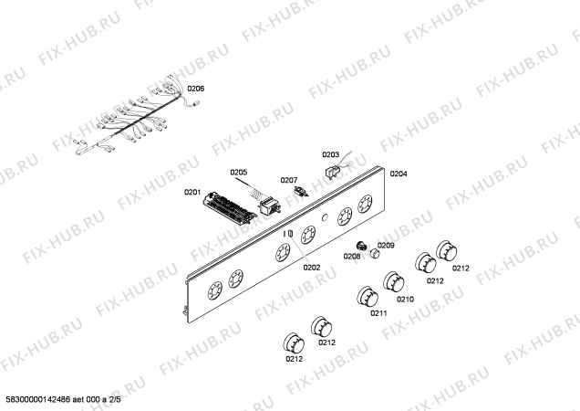 Взрыв-схема плиты (духовки) Siemens HM423210N - Схема узла 02