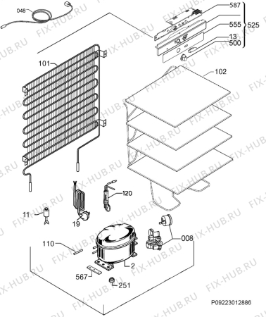 Взрыв-схема холодильника Rex Electrolux CP120A+ - Схема узла Cooling system 017