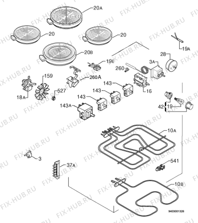 Взрыв-схема плиты (духовки) Electrolux EKC601301W - Схема узла Electrical equipment 268