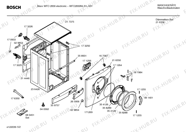 Взрыв-схема стиральной машины Bosch WFO2830NL Maxx WFO 2830 electronic - Схема узла 02