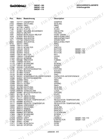 Схема №6 GM287910 с изображением Шина для посудомойки Bosch 00295153