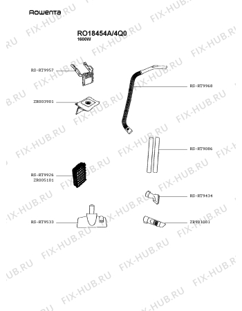 Взрыв-схема пылесоса Rowenta RO18454A/4Q0 - Схема узла AP004000.6P2