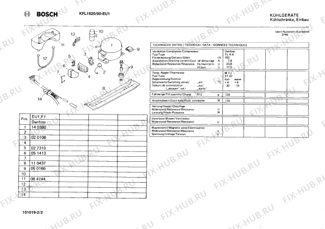 Взрыв-схема холодильника Bosch KFL1520 - Схема узла 02