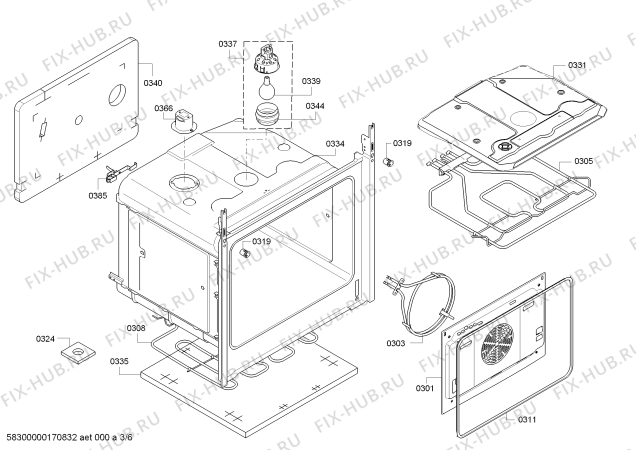 Взрыв-схема плиты (духовки) Bosch HBA43B151F - Схема узла 03