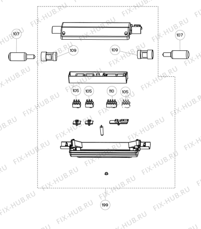 Взрыв-схема вытяжки Zanussi ZHC906XM - Схема узла Command panel 037