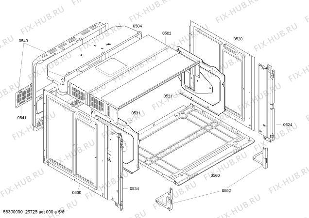 Взрыв-схема плиты (духовки) Bosch HBN78R751U - Схема узла 05