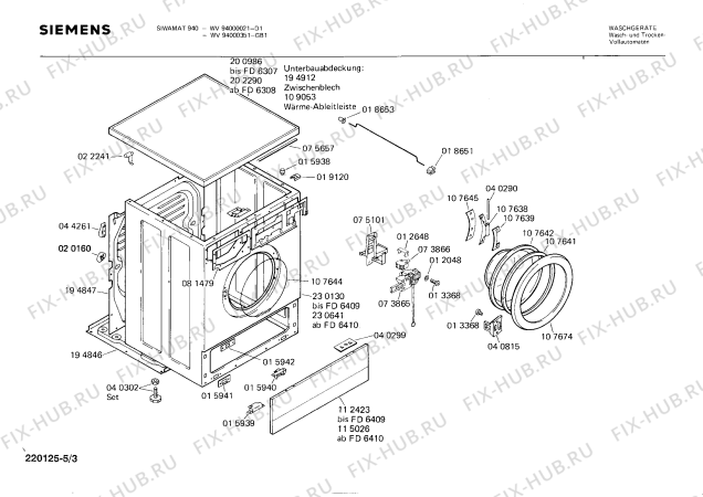 Взрыв-схема стиральной машины Siemens WV94000021 SIWAMAT 940 - Схема узла 03