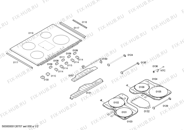 Схема №2 PIE801T01E Inducc.bosch.tc top.80cm.enc_plano.4i+cp с изображением Стеклокерамика для духового шкафа Bosch 00479731