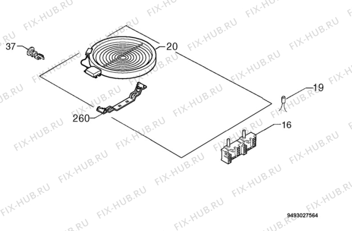 Взрыв-схема плиты (духовки) Zanussi ZDK32X - Схема узла Electrical equipment 268