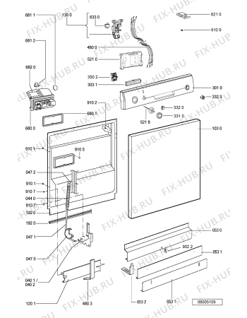 Схема №2 ADP 4300 WH с изображением Обшивка для посудомоечной машины Whirlpool 481245372782