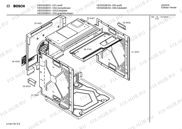 Взрыв-схема плиты (духовки) Bosch HEN356B - Схема узла 04