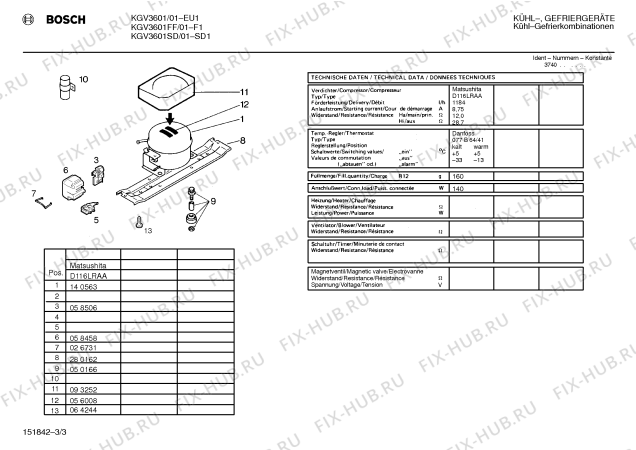 Взрыв-схема холодильника Bosch KGV3601 - Схема узла 03