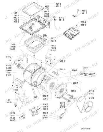 Схема №1 EV 1065 с изображением Декоративная панель для стиралки Whirlpool 481010669746