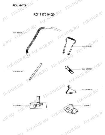 Взрыв-схема пылесоса Rowenta RO171701/4Q0 - Схема узла QP003555.8P2