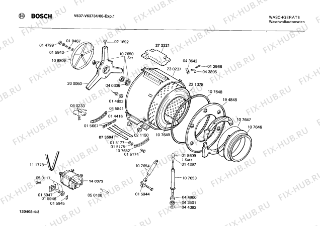 Взрыв-схема стиральной машины Bosch V63734 V637 - Схема узла 03