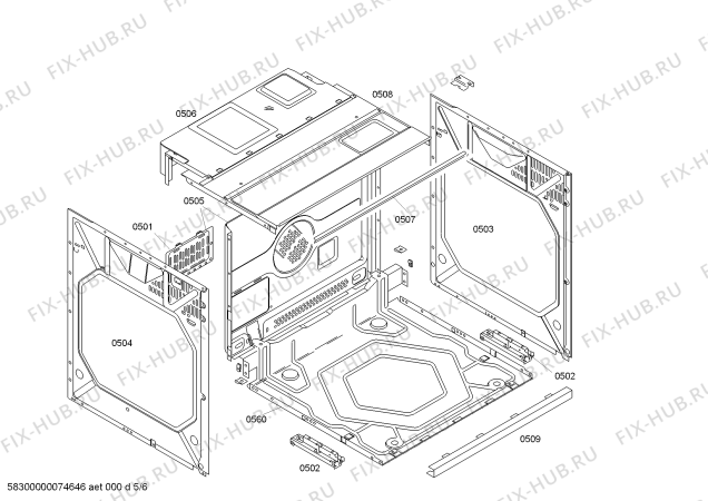 Взрыв-схема плиты (духовки) Bosch HBN880750 - Схема узла 05